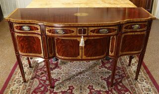 Fantastic Flame Mahogany Inlaid Sideboard Server Buffet By Millender Furniture