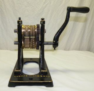 Antique Thomas Mills & Bro.  Cast Iron & Brass Hard Candy Rolling Machine Press 2