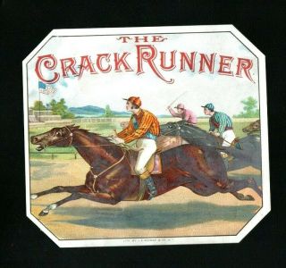 Scarce 1880s Cigar Box Sample Label - Crack Runner - Horse Race