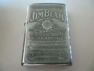 Zippo Jim Beam Whiskey Emblem Lighter Polished Chrome 2001 L 01 Very Good Condit