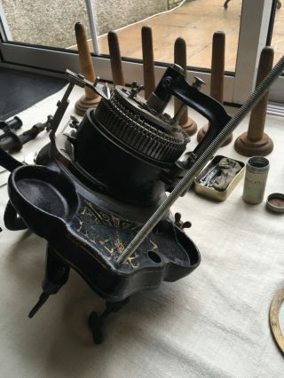 Antique Circular Imperia Cast Iron Sock Knitting Machine With Accessories 2