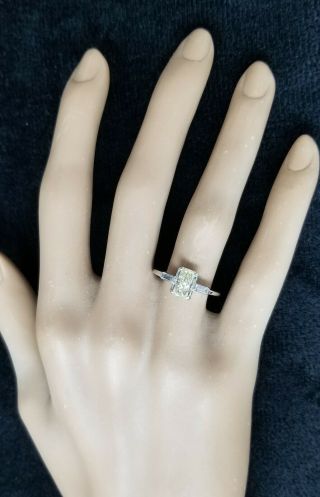 Platinum vintage engagement ring natural yellow diamond 1.  05ct SI1 GIA cert 2