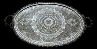 Large Fine Antique Persian Style Middle Eastern Islamic Solid Silver Tray 1411g