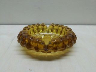 Vintage Textured Amber Glass Ashtray Gold Brown 4 Inch Mid Century Modern Mcm A1