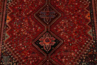 Antique Tribal Ghashghai Wool Area Rug Geometric Handmade Oriental Carpet 7x10 4