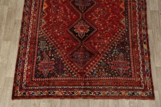 Antique Tribal Ghashghai Wool Area Rug Geometric Handmade Oriental Carpet 7x10 5