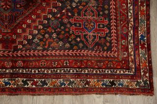 Antique Tribal Ghashghai Wool Area Rug Geometric Handmade Oriental Carpet 7x10 6