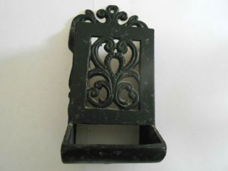 Vintage Antique Cast Iron Match Box Holder & Dispenser Wall Mounted