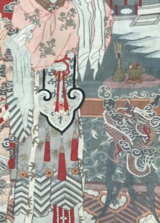 Chinese Silk Kesi Panel Depicting Court Official And Attendants,  19th Century. 4