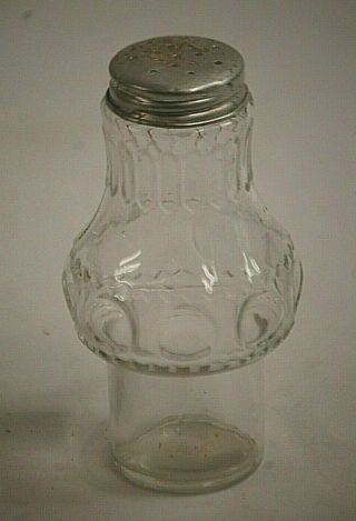 Vintage Clear Glass Salt Or Pepper Single Shaker Indent Dots Aluminum Lid Mcm