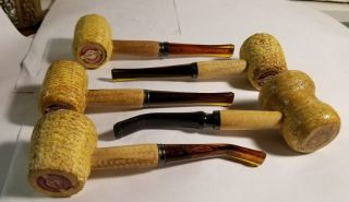 5 Vintage Missouri Meerschaum Corn Cob Pipes Good Labels All Fired Lips Good Old