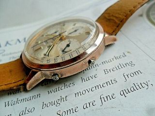 Vintage 1960 ' s Wakmann Triple Date Calendar 3 Register Swiss Chronograph Watch 4