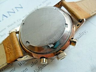 Vintage 1960 ' s Wakmann Triple Date Calendar 3 Register Swiss Chronograph Watch 5