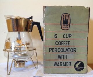 Vintage Crown Agee Pyrex 6 Cup Coffee Percolator With Warmer