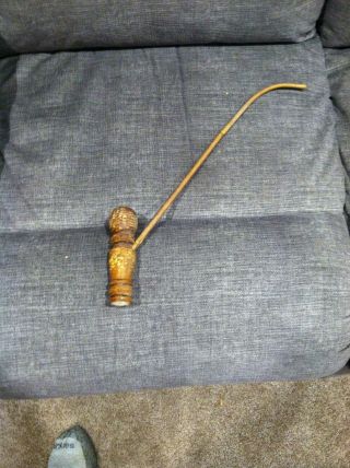 Vintage Corn Cobb Pipe With Long Bamboo Stem