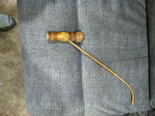 Vintage Corn Cobb Pipe with Long Bamboo Stem 2