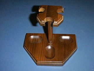 Vintage Wood Pipe Holder Rack Stand With Felt Base For (3) Tobacco Pipes