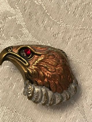 Eagle Head/red Jeweled Eye Vintage Tie/scarf Holder 2 - Color Metal