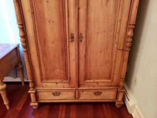 ANTIQUE Pine Two Door Armoire with Fitted Interior Shelves 2