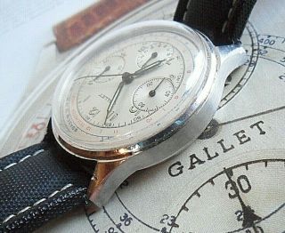 Vintage 1960 ' s S/S Gallet 3 Register Swiss Chronograph Watch 3