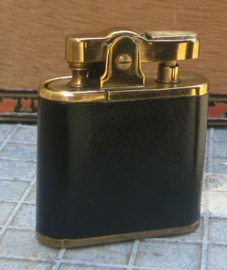 Vintage Buxton Black Leather/gold Tone Cigarette Lighter