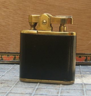 Vintage BUXTON BLACK Leather/gold Tone Cigarette Lighter 2