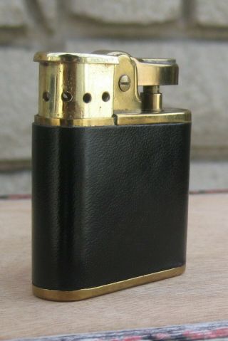 Vintage BUXTON BLACK Leather/gold Tone Cigarette Lighter 3