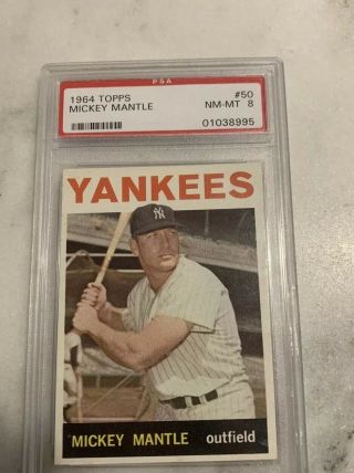 1964 Topps Mickey Mantle 50 Psa 8 Nm - Mt