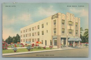 Empire Hotel Miami Beach Linen Wwii Vintage Art Deco Architecture 1940s
