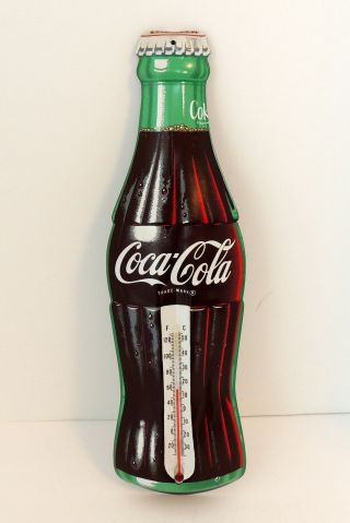 Vintage Coca Cola Metal Thermometer Wall Hanging Temp 17 " Tca