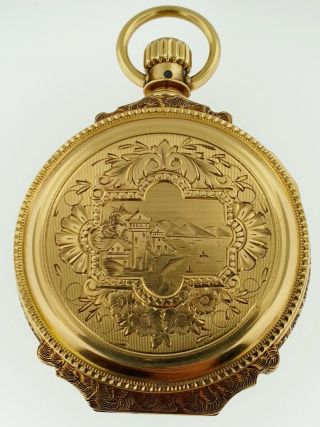 Waltham Antique Pocket Watch - 18s Elegant Solid 14kt Gold Box Case 1883 150 Grams