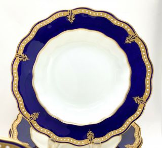 54pc Royal Crown Derby Cobalt Gold Emamel Dinner Service for 12 Antique 6