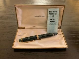 Antique Montblanc Masterpiece 146 Green Striated Fountain Pen Produced In 1950s