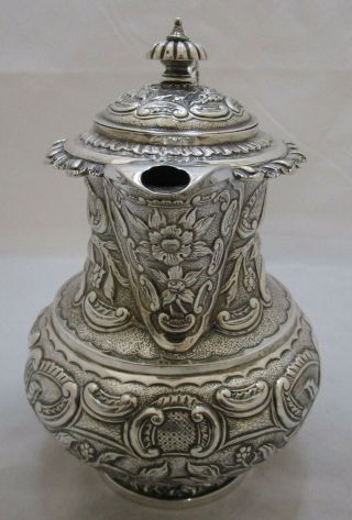 Antique Georgian Sterling Silver Coffee Pot,  Chinoiserie Scenes,  1138g,