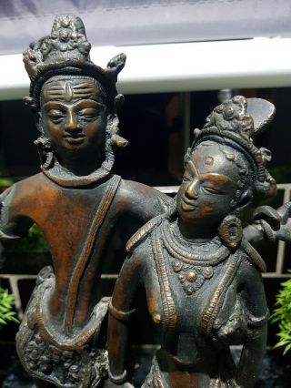 Antique solid Bronze Figure,  Lord Shiva and Goddess Parvati,  Hindu Figure 2