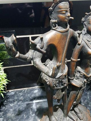 Antique solid Bronze Figure,  Lord Shiva and Goddess Parvati,  Hindu Figure 3