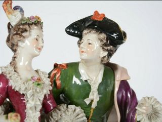 Antique German Dresden Volkstedt Lace Porcelain Figurine group 3