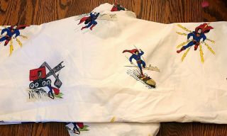 Pottery Barn Kids Vtg Superman Comics Marvel Twin Fitted And Flat Sheet Set 2pc