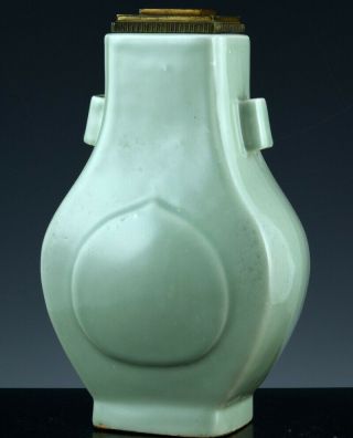 Fine Antique Chinese Light Celadon Glaze Porcelain Hu Vase Yongzheng Marks