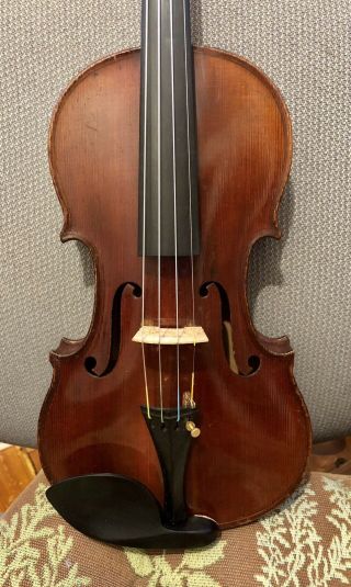 Old 4/4 Violin Label And Branded “heinrich Th.  Heberlein Jr.  ” C.  1908