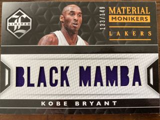 2015 - 16 Panini Limited Material Monikers Jersey Kobe Bryant Black Mamba 133/149