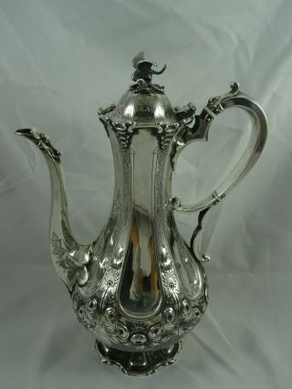 MAGNIFICENT,  VICTORIAN silver COFFEE POT,  1885,  1011gm 3