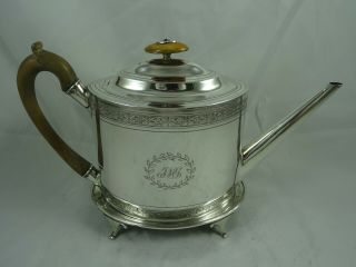 , George Iii Solid Silver Tea Pot On Stand,  1803,  650gm