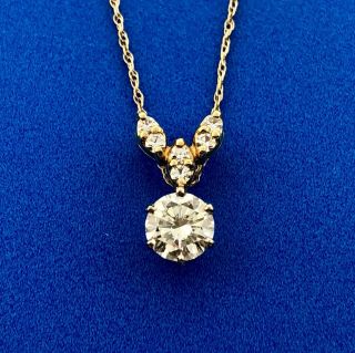Vintage 18k Yellow Gold Diamond Pendant Necklace.  80tw 2
