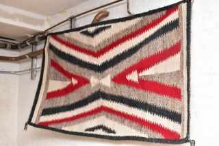 Antique Navajo Rug Native American Indian Weaving Textile Large 65 " X39 " Vintage