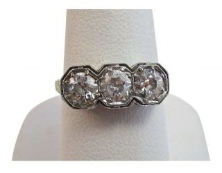 Art Deco 3 Stone Diamond Ring - Over 1 Carat