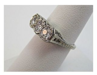 Art Deco 3 Stone Diamond Ring - Over 1 Carat 2