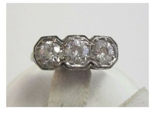 Art Deco 3 Stone Diamond Ring - Over 1 Carat 3