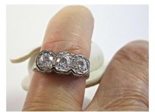 Art Deco 3 Stone Diamond Ring - Over 1 Carat 5