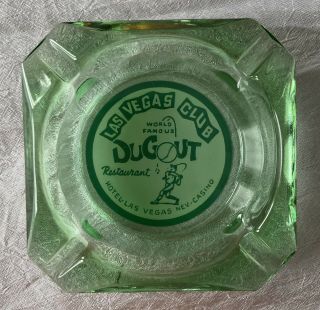 Vintage Green Glass Ashtray Las Vegas Club Dugout Restaurant Nevada Baseball